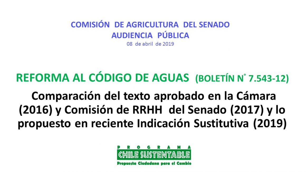 Sara Larraín expone en Comisión de Agricultura del Senado por Reforma al Código de Aguas